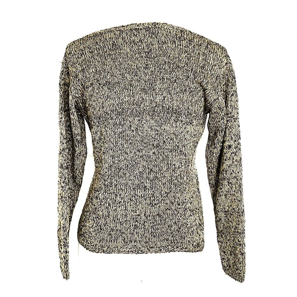 Pullover Sweater Knitted Crochet Cardigan Jacket Simple Black Gray Blend Womens